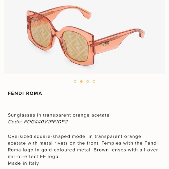 FENDI ,2025 ONE OF TOP SUNGLASS COLOR, ORANGE, THIS PAIR IS TRANSPARENT … - Picture 13 of 16